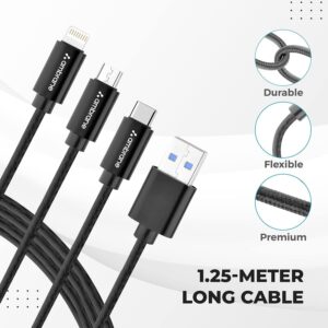 Ambrane Unbreakable 3 in 1 USB Fast Charging USB Cable
