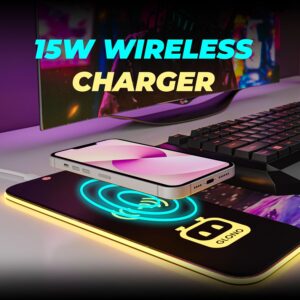 JCBL RGB Gaming Mouse Pad with 15W Wireless Charger